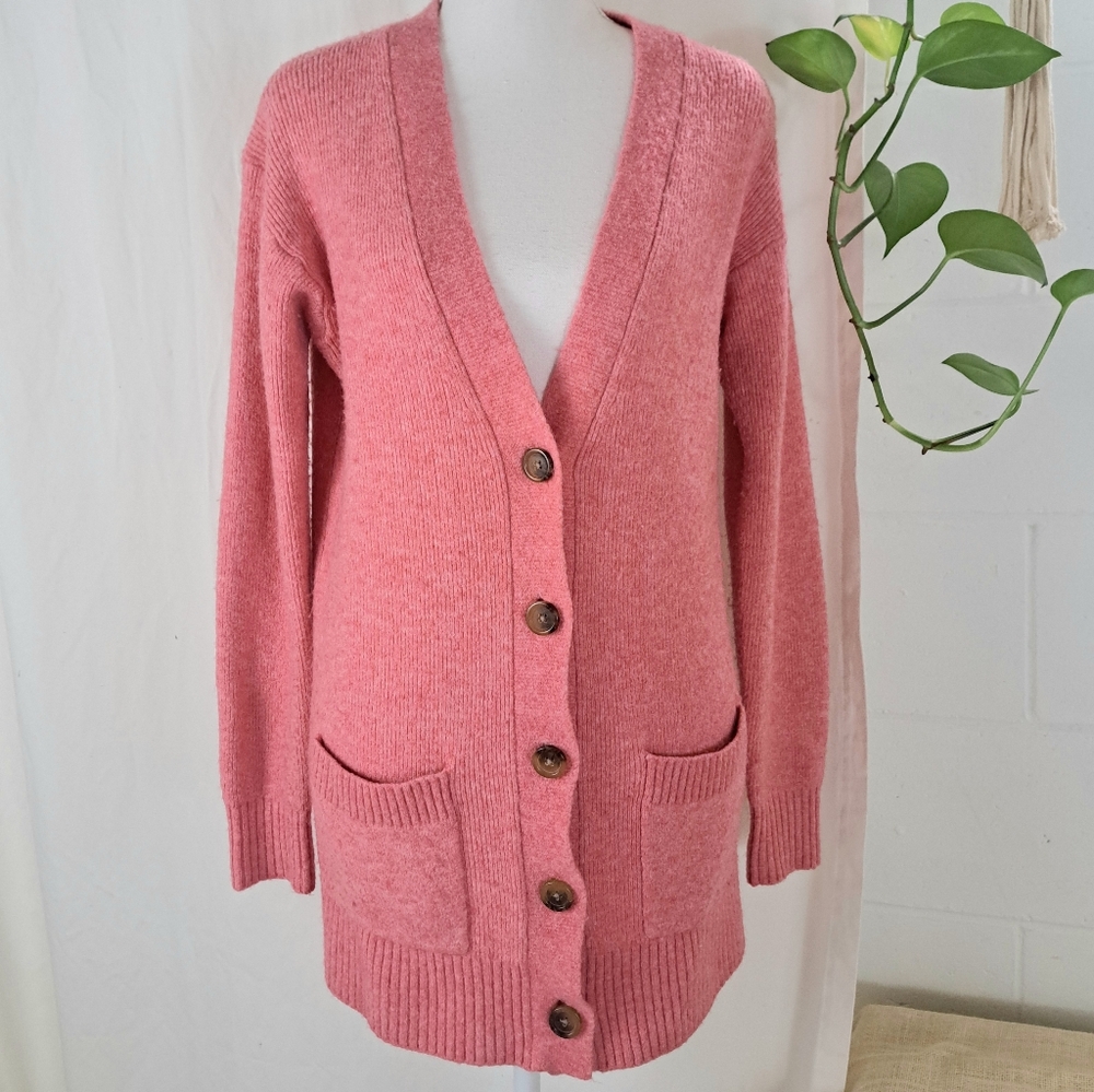 J. Crew Pink Wool Alpaca Button Front Cardigan Jacket Sweater XS